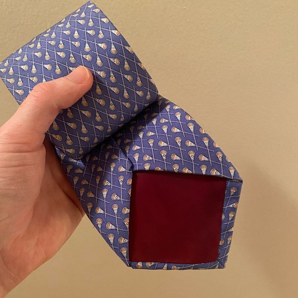 Blue Lacrosse Pattern Tie - Picture 2 of 5